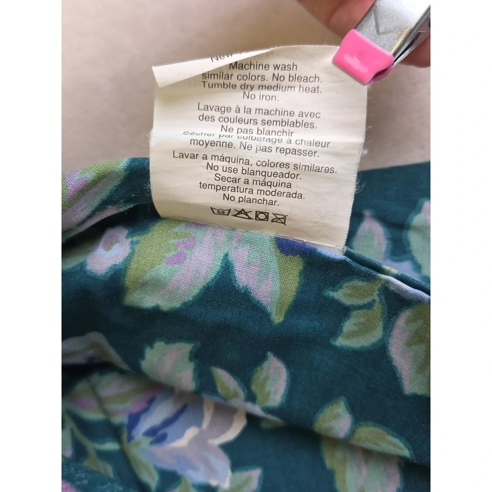 Vtg 90s Primrose Violet Green Floral‎ Martex 